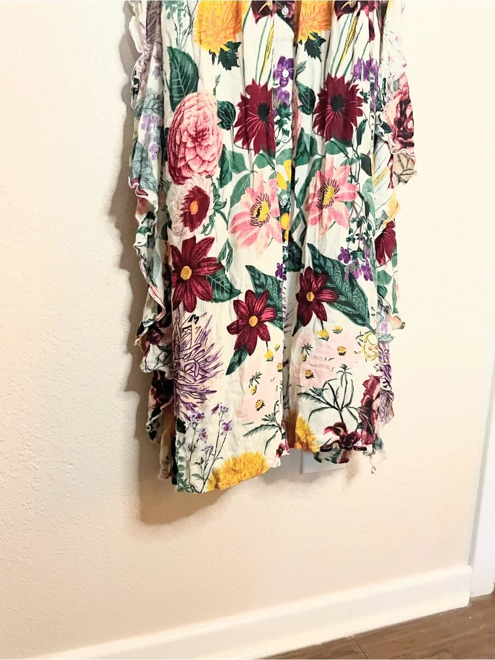 Free People Bonita Floral Ruffle Midi Dress XS